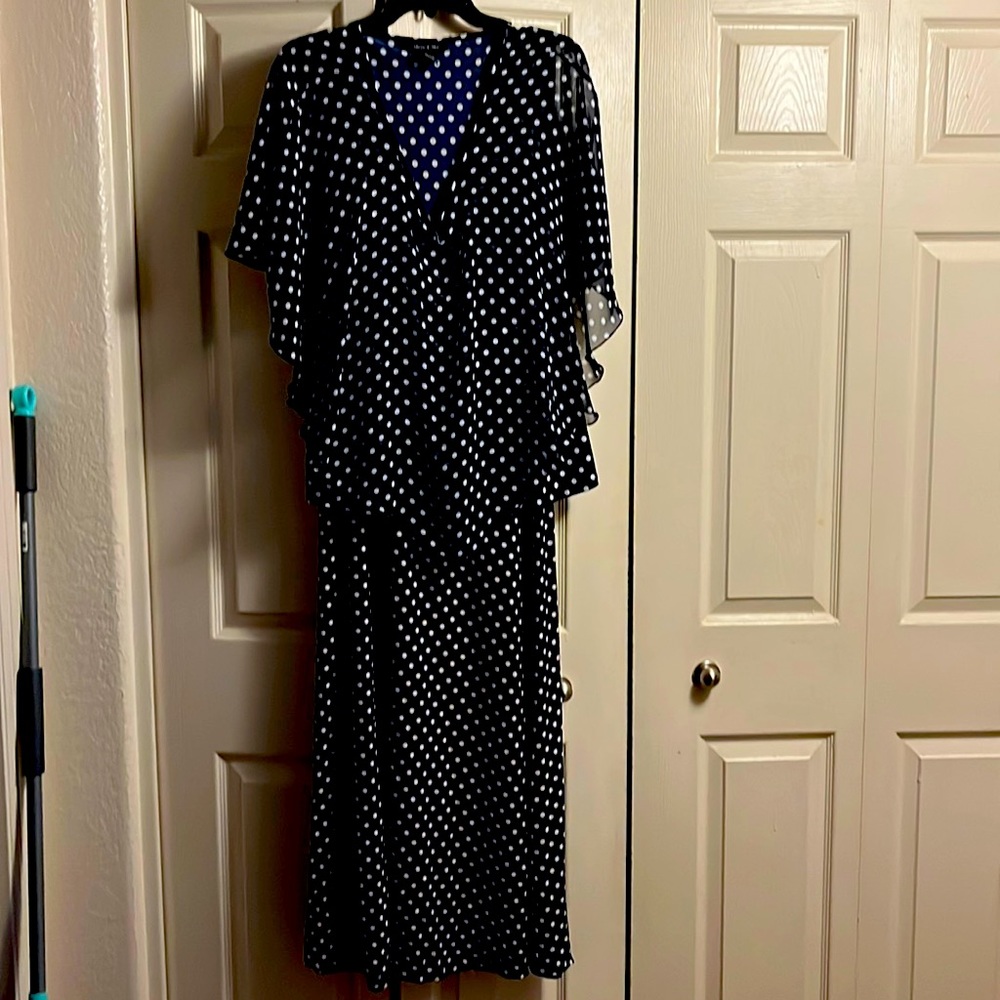 2pcs polka dots blouse and skirt